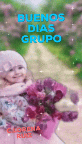 Little Girl Holding Purple Flowers Buenos Dias Grupo