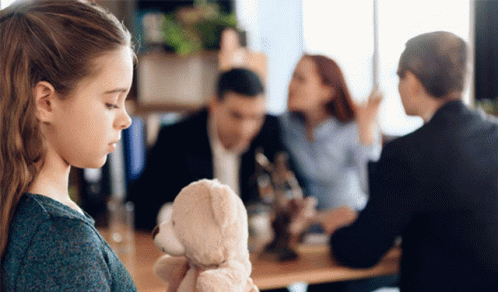 Little Girl Holding Teddy Bear GIF