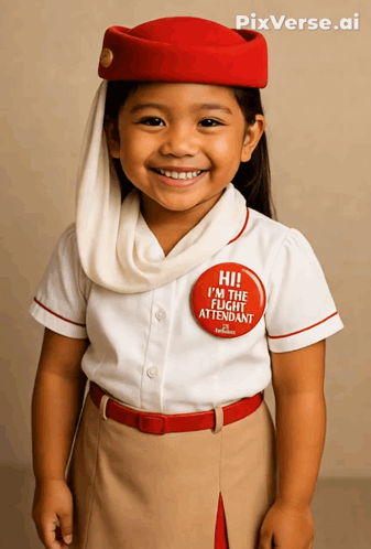 Little Girl in Flight Attendant Uniform Smiling