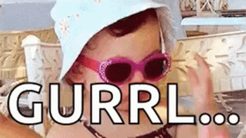 Little Girl In Hat And Sunglasses Making Funny Face Saying Gurrl GIF