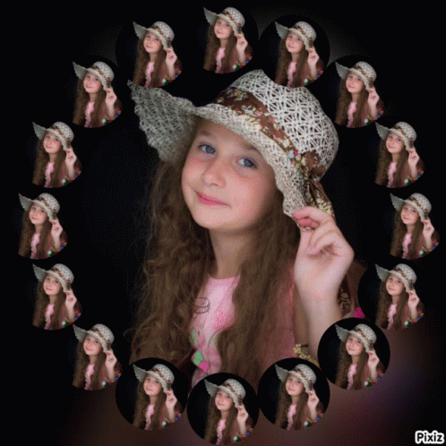 Little Girl In Hat Surrounded By Circles Pixiz GIF