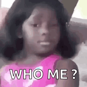 Little Girl In Pink Dress Asking Who Me GIF