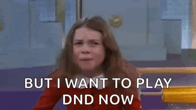 Little Girl in Red Dress Saying But I Want to Play DND Now in Classroom
