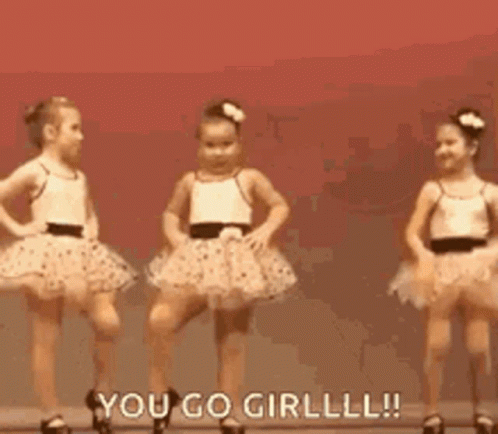 Little Girl In Tutu Dancing Saying You Go Girl GIF