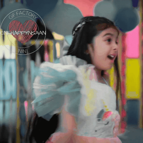 Little Girl in White Dress with Gif Factory Logo