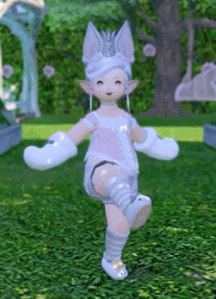 Little Girl In White Outfit Standing On One Leg In Grassy Field GIF
