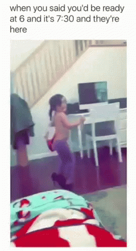 Little Girl Jumping When You Said You'd Be Ready at 6