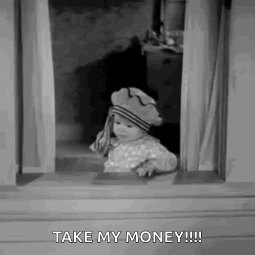 Little Girl Looking Out Window Saying Take My Money