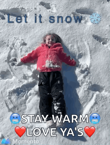 Little Girl Lying in Snow Let It Snow