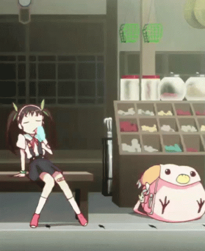 Little Girl Mayoi Hachikuji Savoring Popsicle GIF