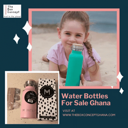 Little Girl On Beach With Water Bottles GIF