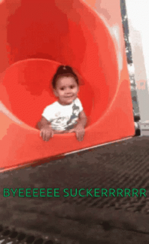 Little Girl On Red Slide Saying Yeeeee Suckerrry GIF