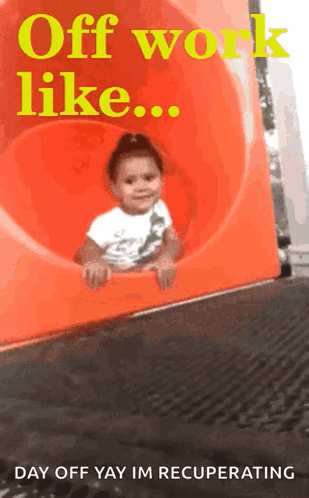 Little Girl on Slide Off Work Day Off Yay Recovering