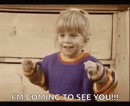 Little Girl Pointing and Saying I'm Coming to See You