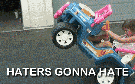 Little Girl Riding A Toy Car Haters GIF