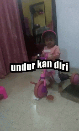 Little Girl Riding Pink Tricycle Undur Kan Diri GIF