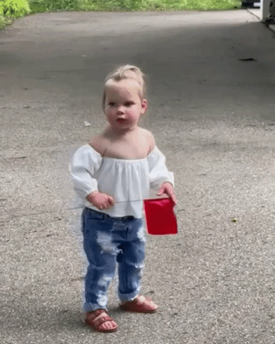 Little Girl Running Red Flag Warning GIF