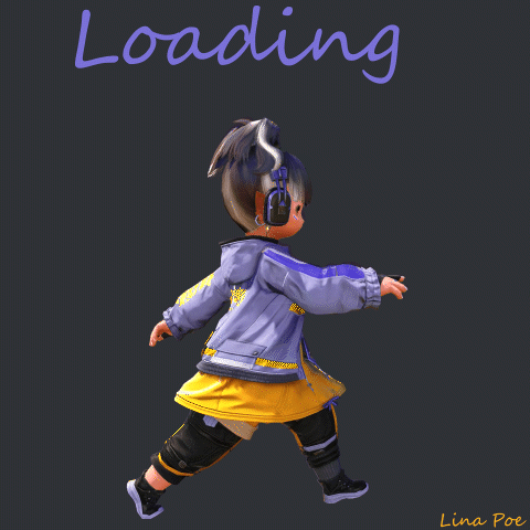 Little Girl Running with Headphones Loading