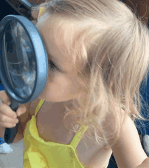 Little Girl Searching With Magnifying Glass GIF