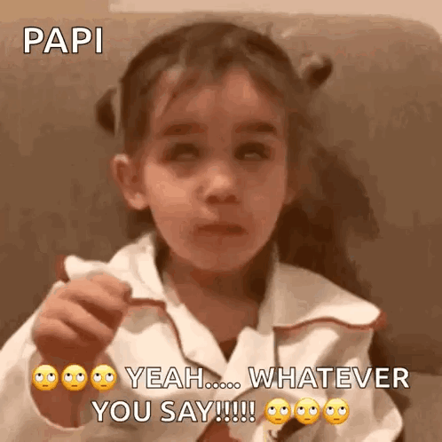 Little Girl Sitting on Couch Saying Yeah