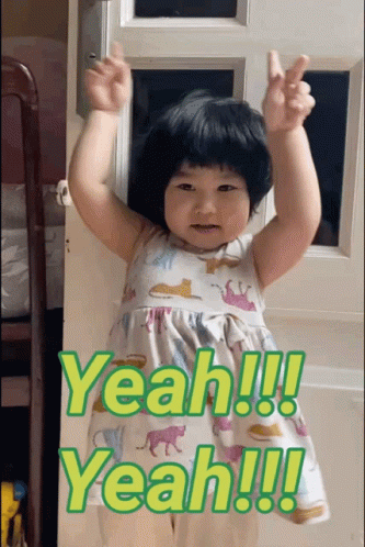 Little Girl Wearing Dress Saying Yeah Yeah Yeah GIF