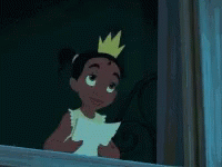 Little Girl With Crown Holding Paper At Window GIF