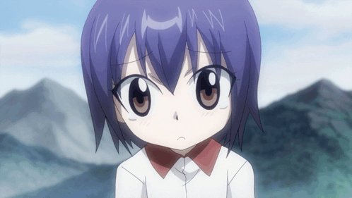 Little Girl With Purple Hair And Red Collar GIF