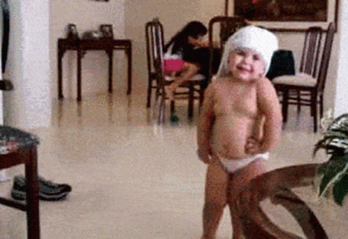Little Girl With Towel On Head GIF