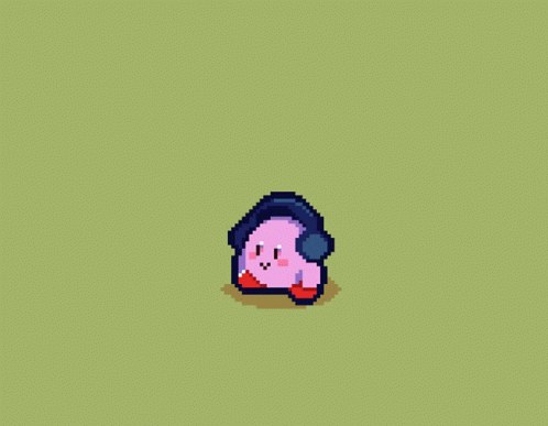 Little Kirby Dancing Headphone On GIF