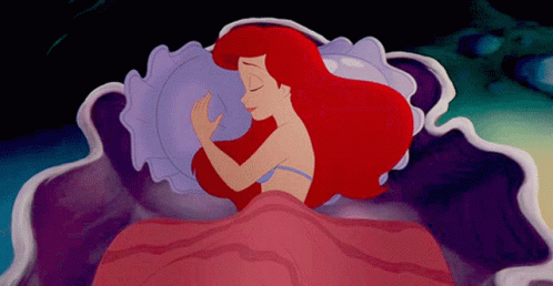 Little Mermaid Ariel Sleeping On Clam GIF