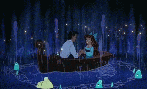 Little Mermaid Ariel And Prince Eric On Boat GIF