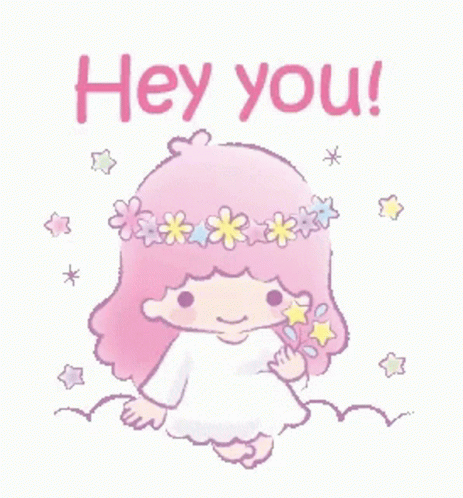Little Twin Stars Girl With Flower Crown Saying Hey You GIF