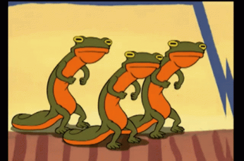 Animated Green Lizards Grooving GIF