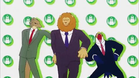 Lizard Dancing With Eagle And Lion GIF