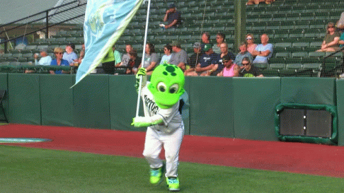 Lizard Mascot Holding Auckland Flag GIF