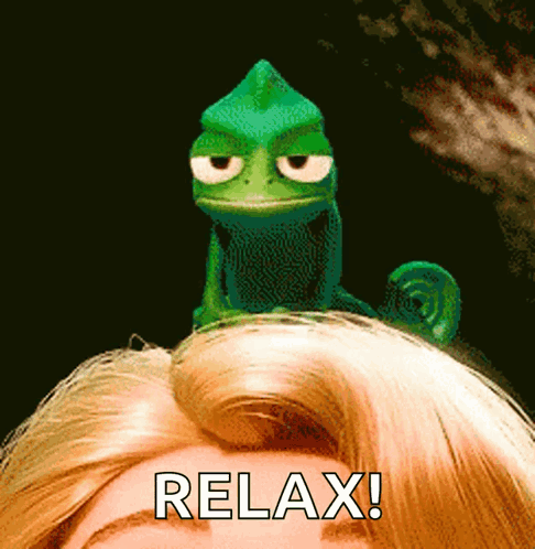 Lizard Sitting On Woman's Head Saying Relax GIF