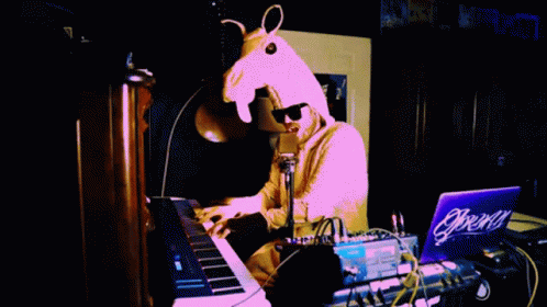 Man Piano Wearing Llama Costume GIF