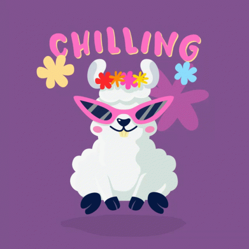 Llama In Sunglasses And Flower Crown Says Chilling GIF