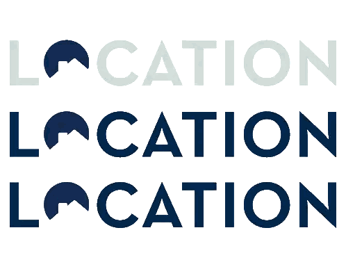 Location Location Logo in Blue Shades