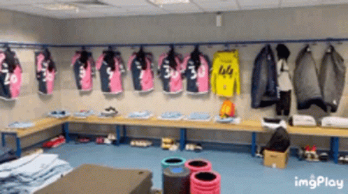 Locker Room With Jerseys Including Number 30 GIF