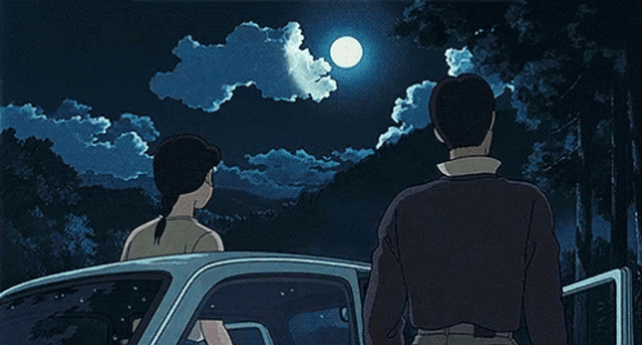 Lofi Aesthetic Moon Only Yesterday Anime GIF | GIFDB.com