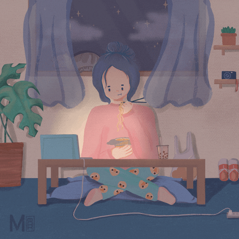 Lofi Dark Room Girl Screen Light GIF