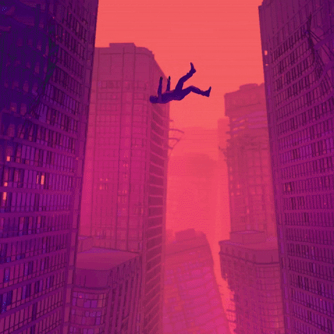 Lofi Falling Building Glitch Animation GIF