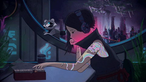 Lofi Girl Looking At Something GIF