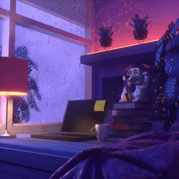 Lofi Girl Waving Monkey GIF