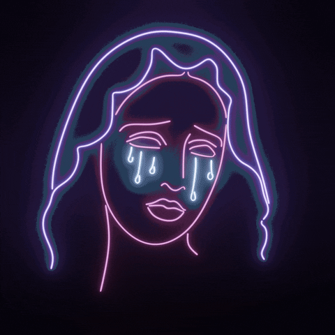 Lofi Neon Crying Virgin Mary GIF
