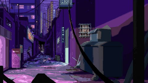 Lofi Rainy Night Alley Cat GIF