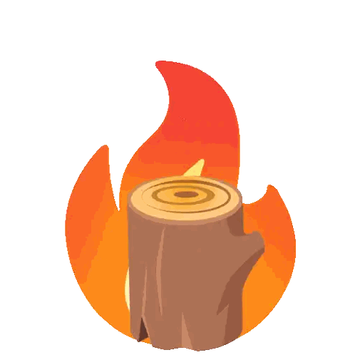 Log with Fire Illustration