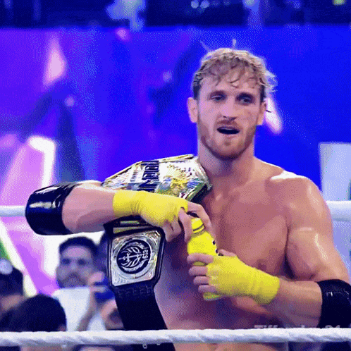Logan Paul Wwe Carrying His Belt GIF