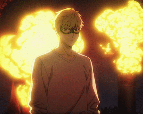 Loid Forger Black Mask Fiery Background GIF